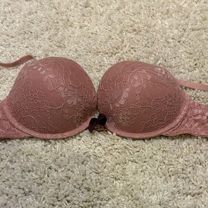 Victoria’s Secret rose pink burgundy 34D bra push up lace sexy little things